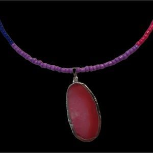 Rin's Unique Boutique - Handmade - Beaded - Bisexual Pride - Necklace